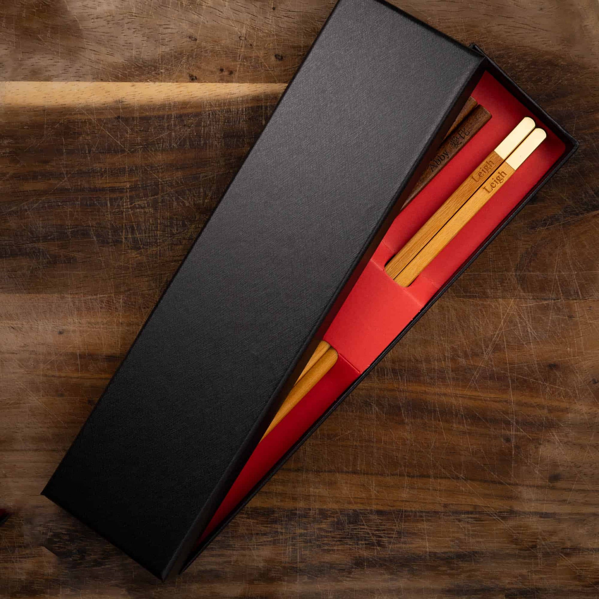 Black Luxury Chopstick Gift Box for 2 pairs of personalised chopsticks