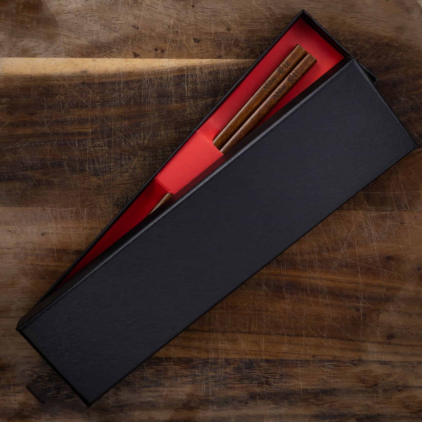 Black Luxury Chopstick Gift Box for 2 pairs of personalised chopsticks