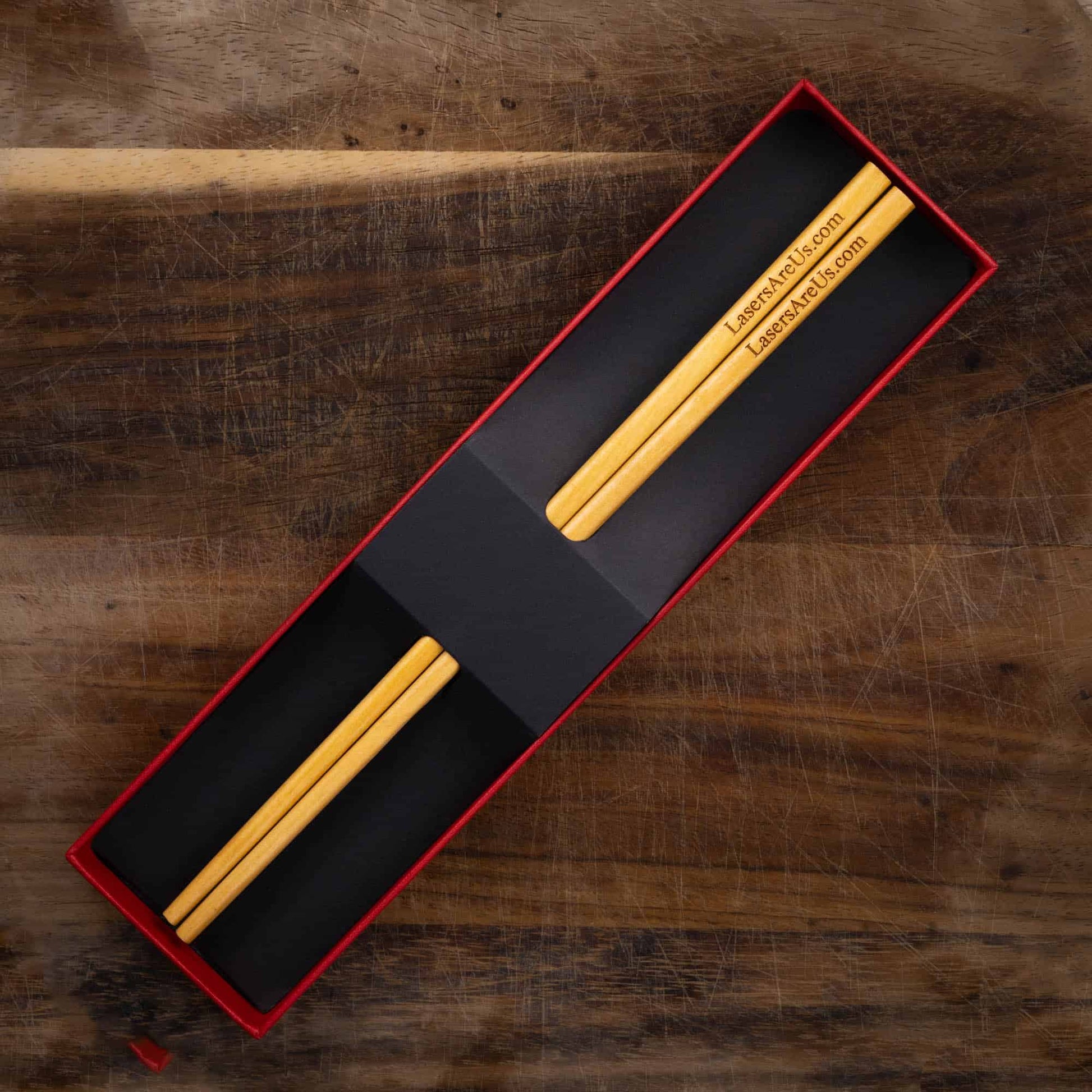 Red Luxury Chopstick Gift Box for 1 pair of personalised chopsticks