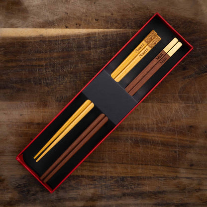 Red Luxury Chopstick Gift Box for 2 pairs of personalised chopsticks