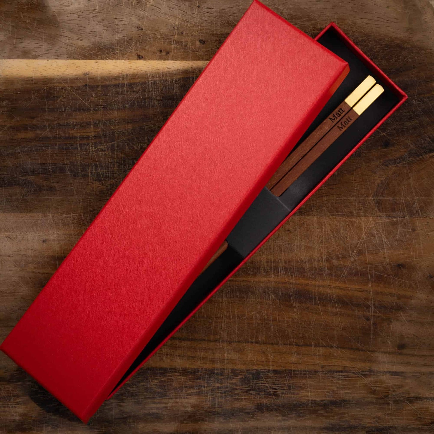Red Luxury Chopstick Gift Box for 2 pairs of personalised chopsticks