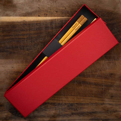 Red Luxury Chopstick Gift Box for 2 pairs of personalised chopsticks