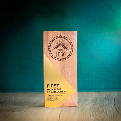 An Eco-friendly wooden trophy from the Epic Range. A personalised large block trophy with Gold, Silver or Bronze accent fronts.