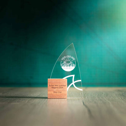 Eco-Friendly Wooden Trophy with recycled perspex - Medium Windward Award