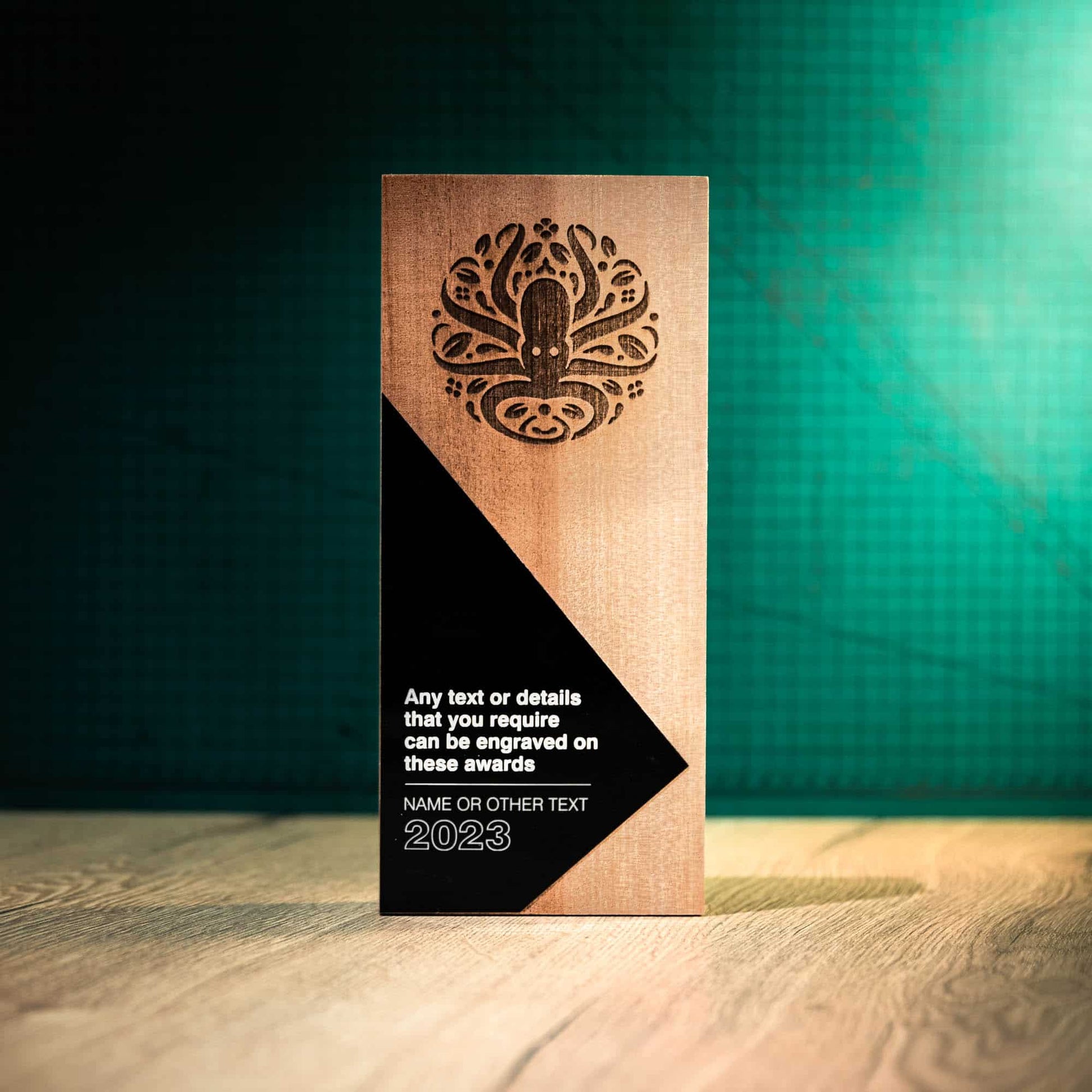 An X-large contemporary laser engraved eco-friendly Obelisk wooden trophy - Black