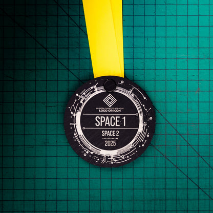 A personalised laser engraved Welsh slate sports medal