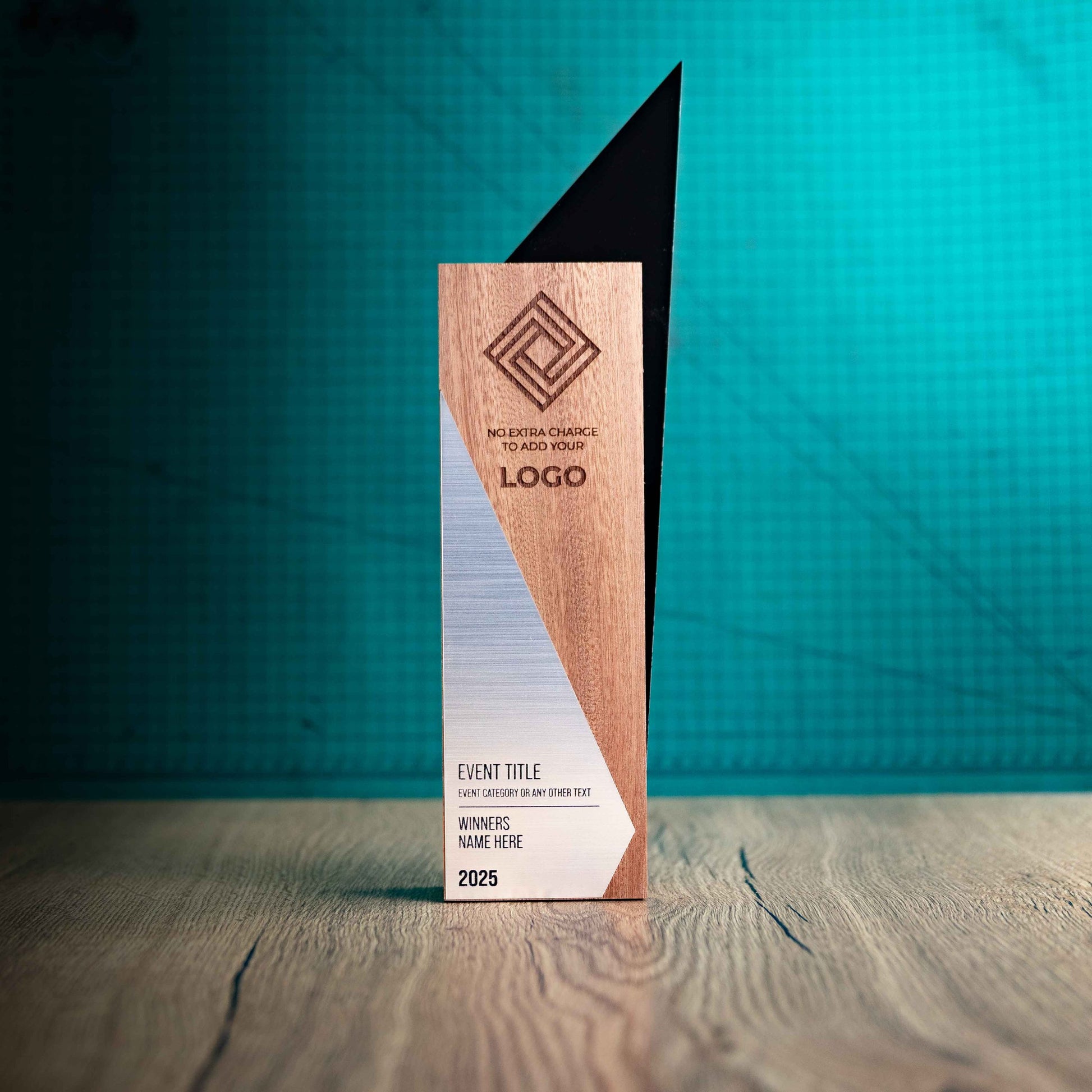Medium Spike, An Eco-friendly wooden trophy with a unique contemporary laser engraved design