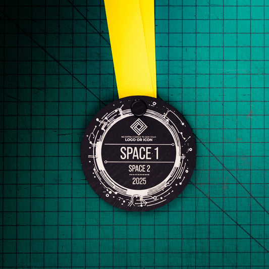 A personalised laser engraved Welsh slate sports medal