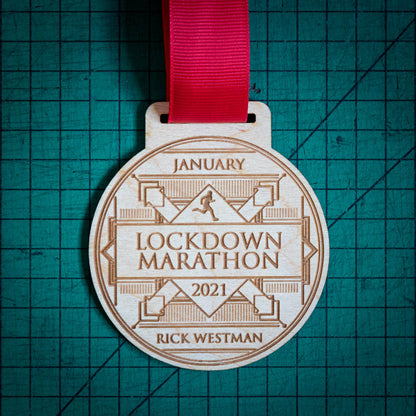 A laser engraved personalised Eco-friendly wooden medal