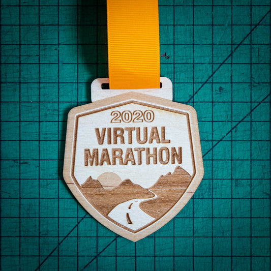 A laser engraved personalised Eco-friendly wooden medal