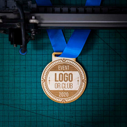 A laser engraved personalised Eco-friendly wooden medal